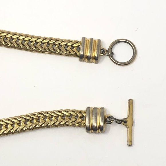 💥SOLD💥Vtg Rhinestone Chunky Slinky Gold Tone 80s - Picture 7 of 12